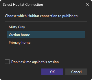 Hubitat connection selector