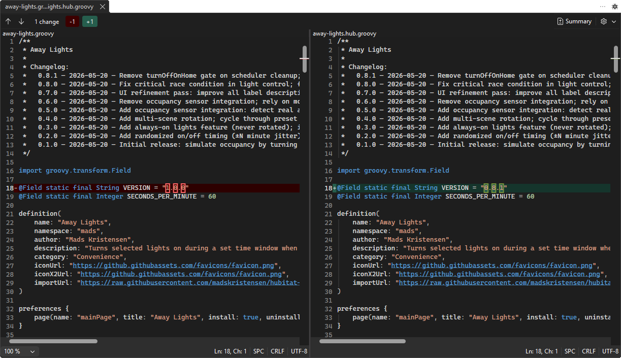 Compare to hub version