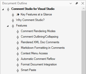Document outline window
