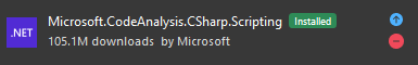 Installed package row with update arrow