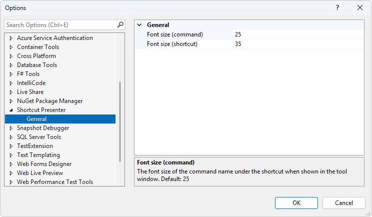 Options dialog