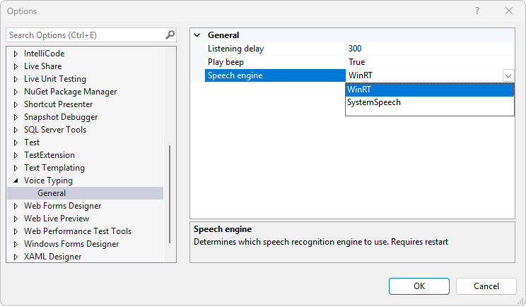 Options dialog